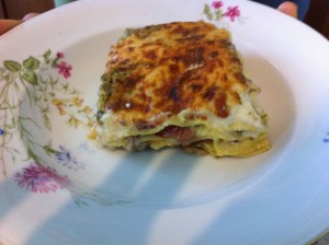 Lasagne con crema di zucchine scamorza e speck